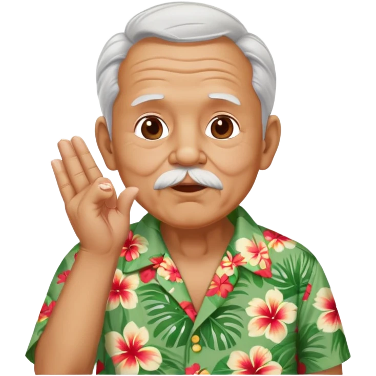 old man in hawaiian shirt blowing a kiss emoji