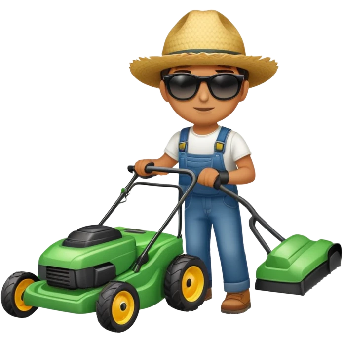 Mexican kid wearing sunglasses with lawnmower emoji