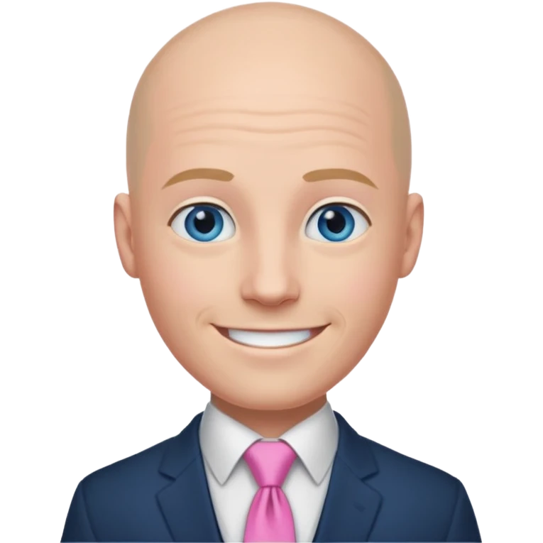 Bald blue eyed groom  with  pink tye  emoji