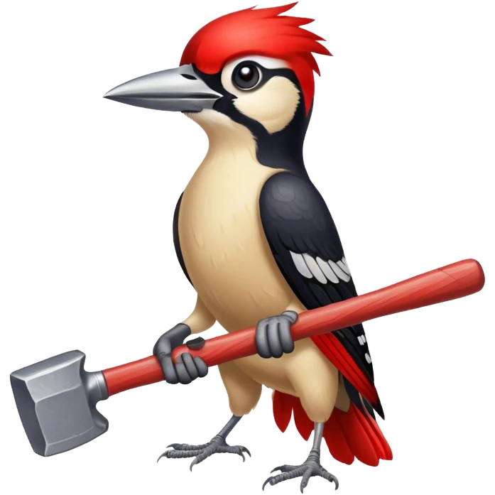 Pájaro carpintero con un martillo emoji