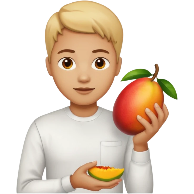 white hand handing a mango like a cup emoji