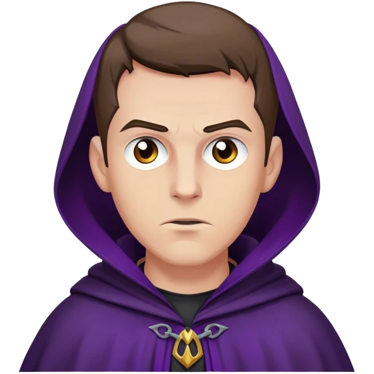 Amycus Carrow in harry potter, a man thin, brown hair, crew cut hair, look evil, dark purple cloak emoji