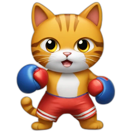 A boxing cat emoji