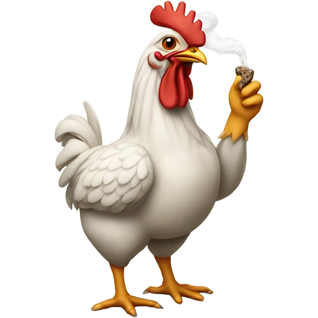 chicken smoking a j with crocs emoji