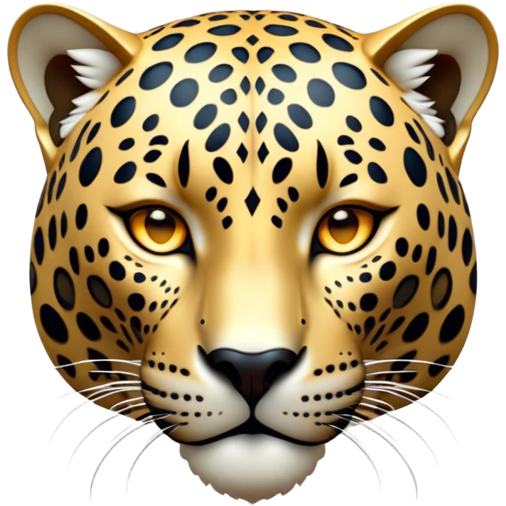 Cinematic Noble Jaguar Portrait Emoji, Poised and elegant, with a sleek, muscular build adorned with striking rosette patterns and intense, focused eyes, Simplified yet sharp and sophisticated features, highly detailed, glowing with a soft, wild luminescence, high shine, intelligent and graceful, stylized with an air of untamed nobility, focused and alert, soft glowing outline, capturing the essence of a watchful guardian that feels as though it could step out of the screen with effortless authority! emoji