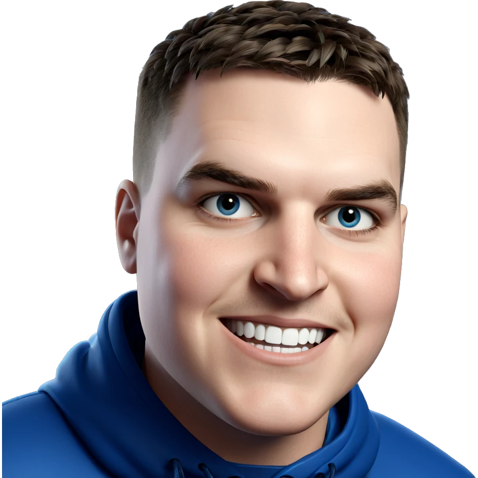 smiling boy portrait on blue emoji