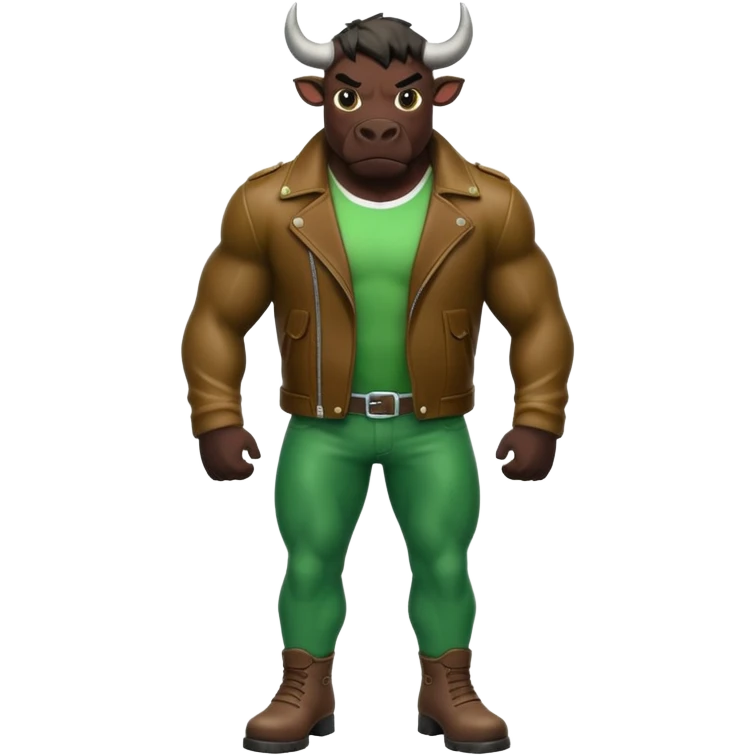 Big green bull full body with brown jacket emoji