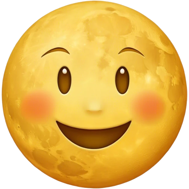 YELLOW MOON with cartoon emoji smiling face emoji