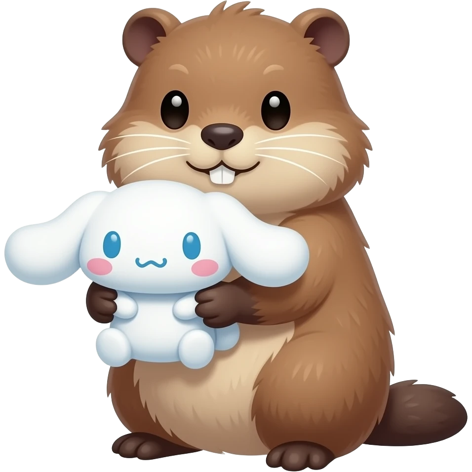 Nutria with a toy of cinnamoroll emoji