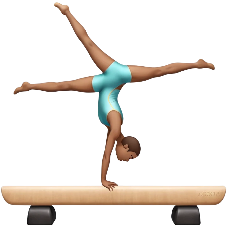 An artistic emoji of a professional sports acrobat performing a stunning balance pose on a narrow beam. The acrobat showcases perfect control, flexibility, and strength, executing an elegant handstand. The background features a bright gymnastics arena with spotlights. emoji