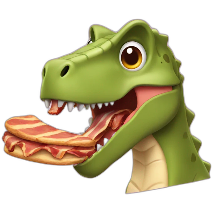dinosaur eating bacon emoji