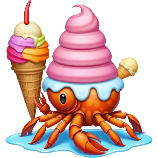 Hermit crab with ice cream cone shell emoji
