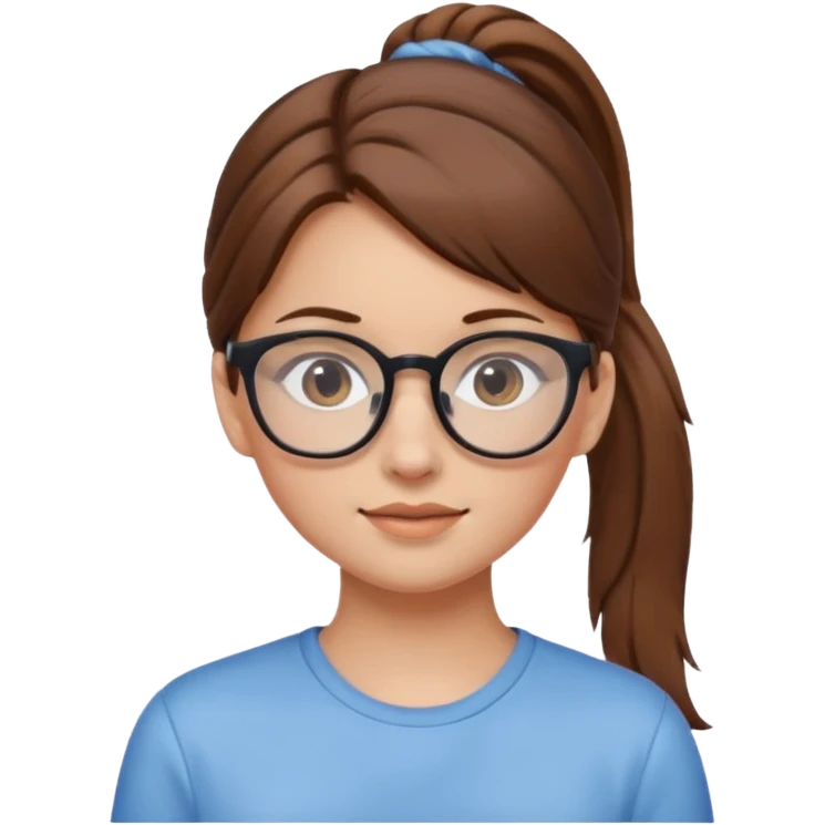 brown haired Ponytail Girl with Glasses emoji