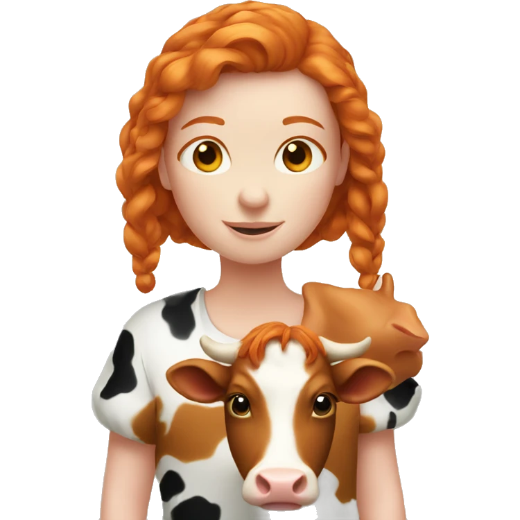 Ginger girl with a cow  emoji