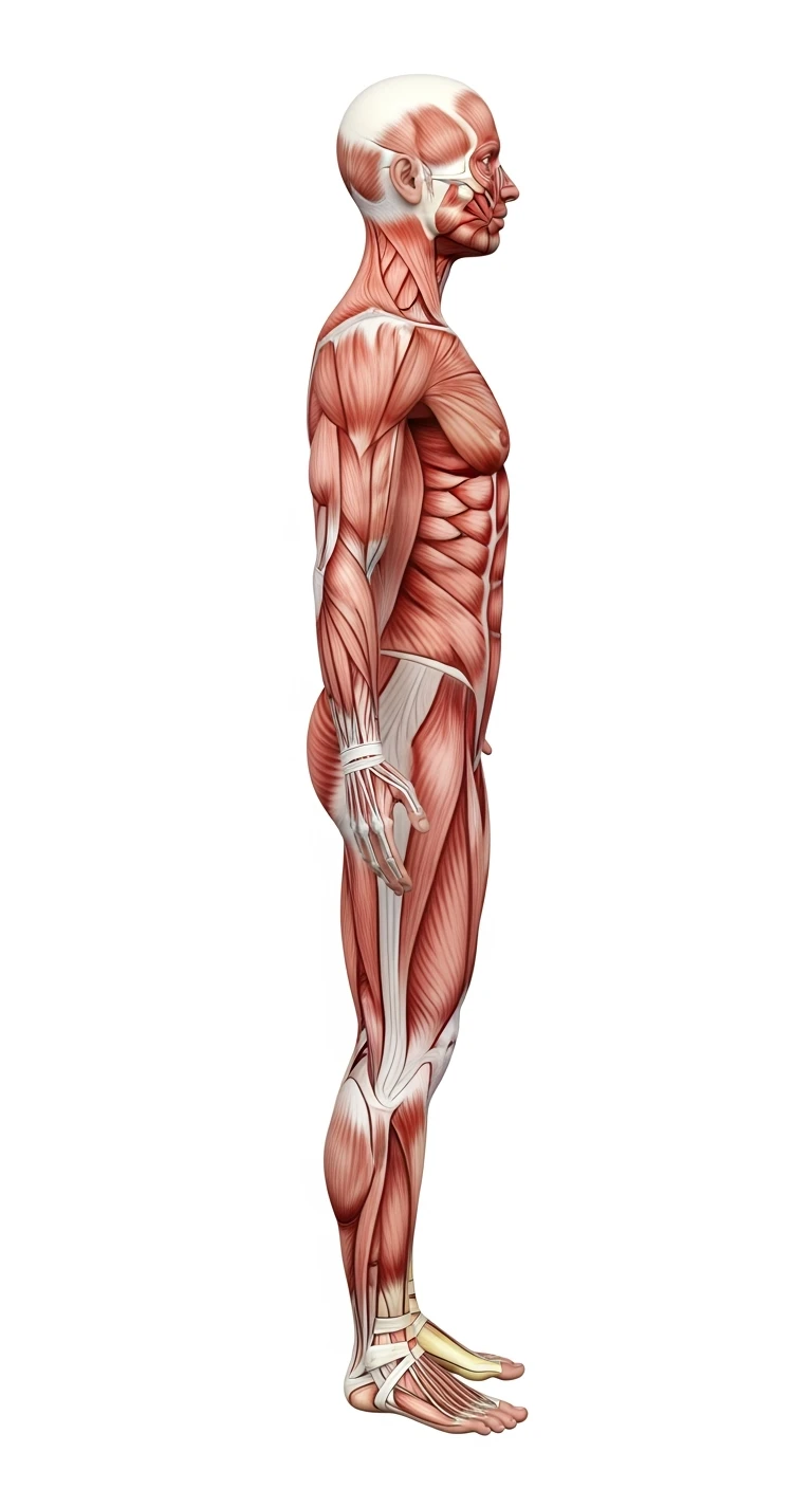 corpo umano anatomico di profilo realistico con schiena piatta, sfondo bianco, iperrealistico 4k emoji