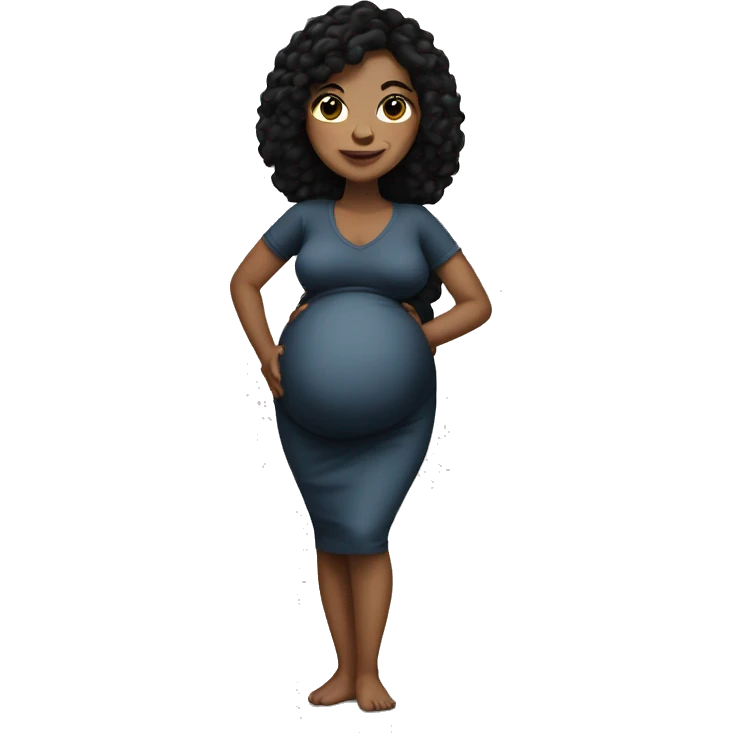 Pregnant white woman with black hair and wide hips emoji