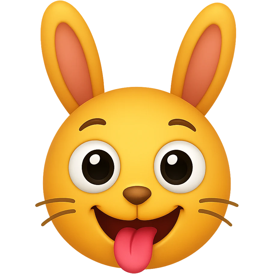 A cute and funny rabbit in emoji style emoji