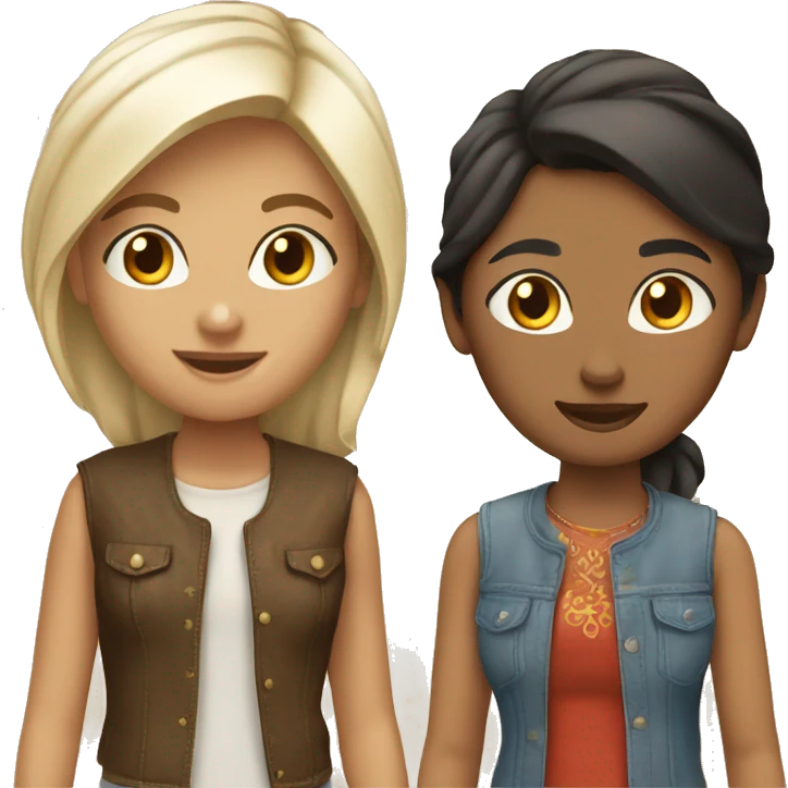 Two friends one brunette indian girl one blonde white girl emoji