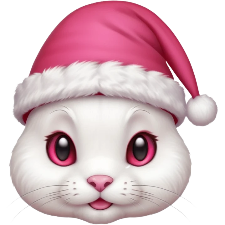white rabbit in christmas hat emoji