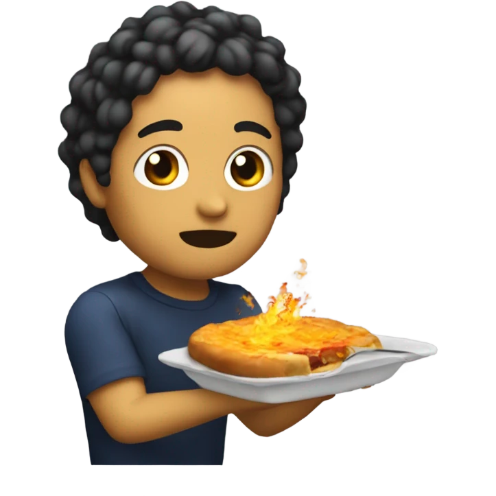 Crea un persona de fre fire comiendo  emoji