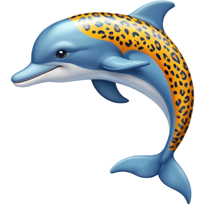 the dolphin emoji, but instead of blue skin it has leopard skin emoji