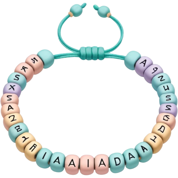 Pastel colorful friendship bracelet with amigas written in the beads emoji