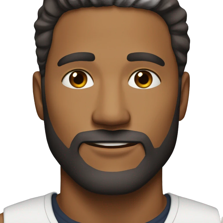 brown man with full beard, sharp jawline and medium hair emoji