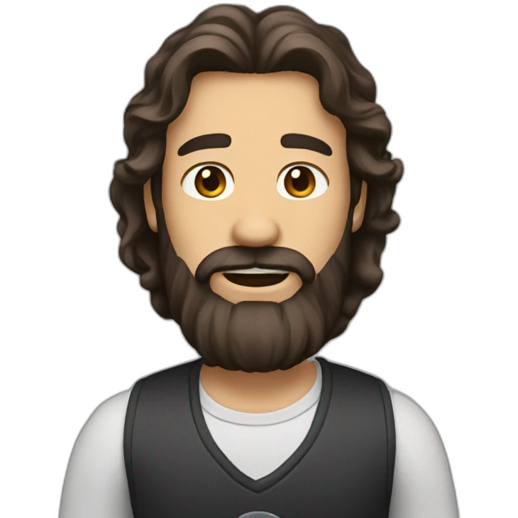 A man with microphone and long brown beard and dark hair emoji