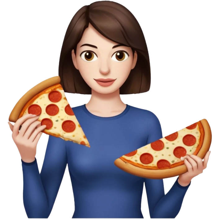 Anne Hathaway with pizza emoji