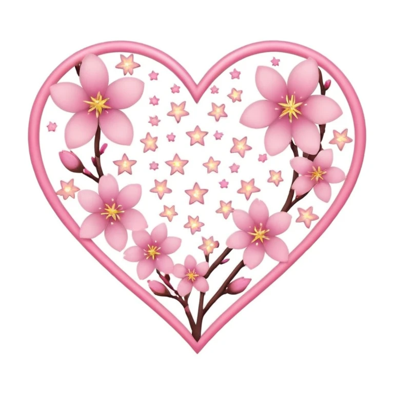 sakura heart with a starry background emoji