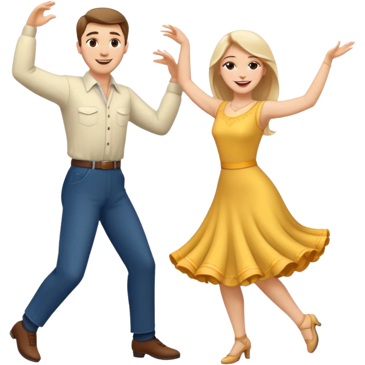 White Man and white woman dancing white emoji