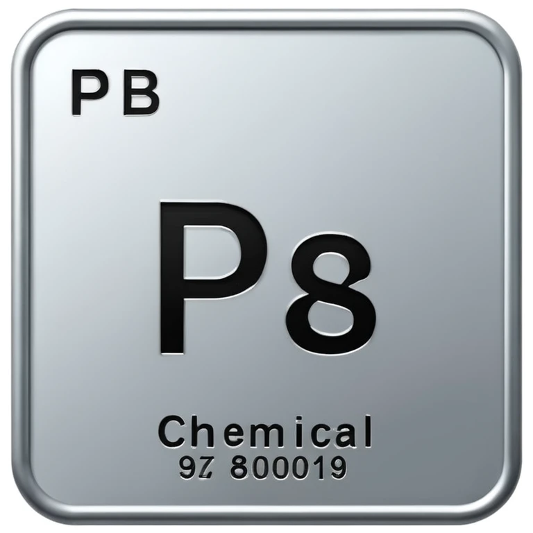 chemical element symbol Pb on a gray metallic square, no text except Pb emoji