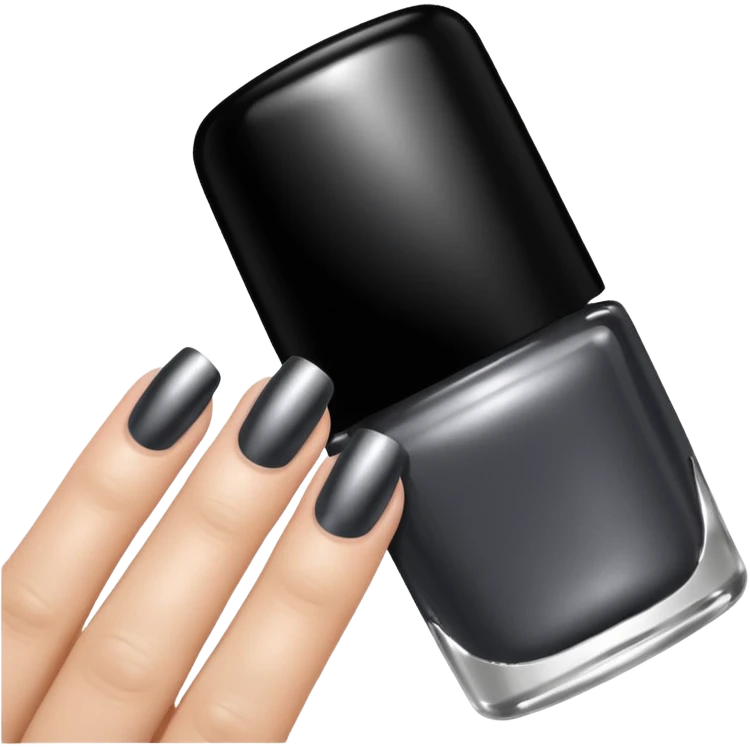 Dark grey metallic rococo style nail polish    emoji