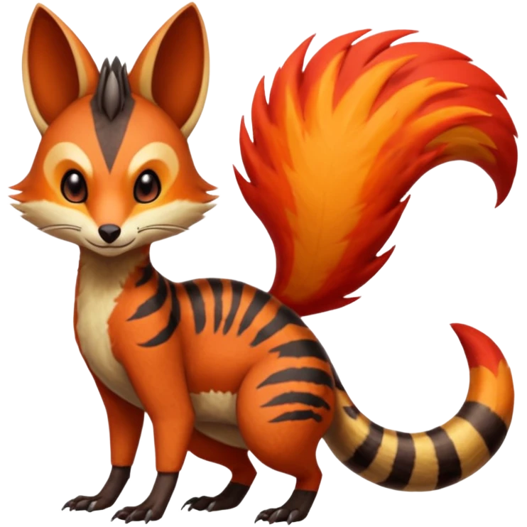 Fiery Wicked Cool Hot Edgy Badass Genet-Numbat-Sergal-Meloetta-Vernid-fusion-hybrid-creature emoji