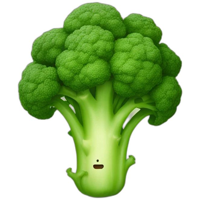broccoli with a face emoji