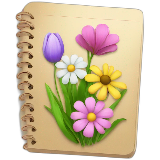 A beautiful notebook with flowers emoji
