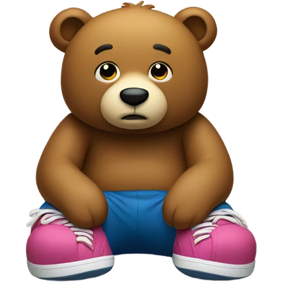 Sad bear wearing shoes emoji