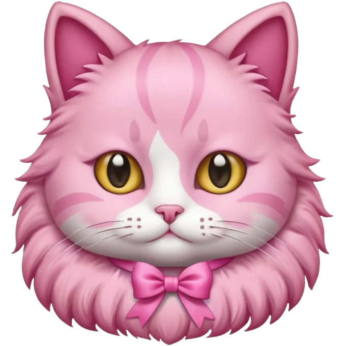cute pink cat with a ribbon as necklace emoji