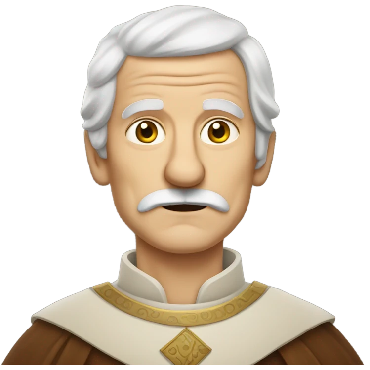 white elderly man with a mustache in a 10th century costume emoji