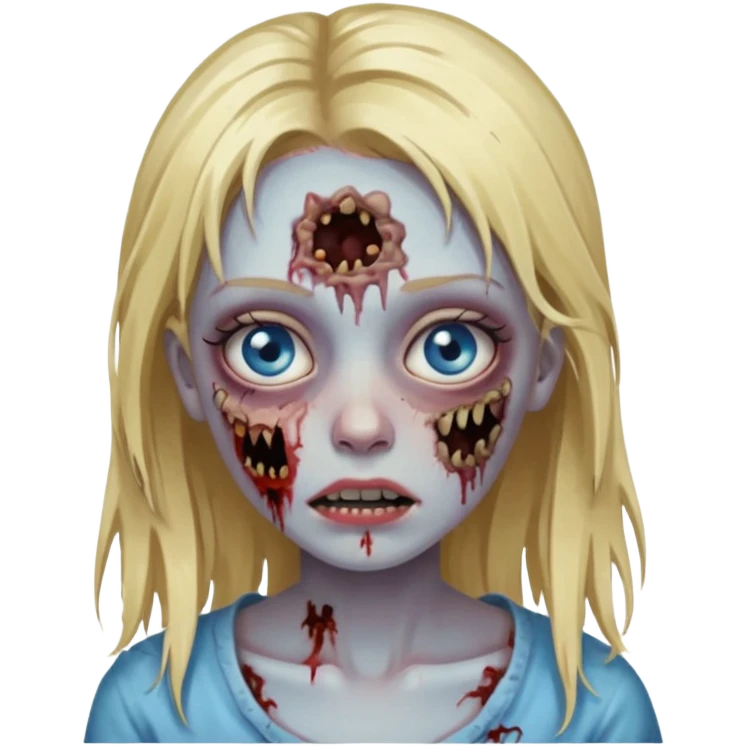 girl zombie with blonde hair blue eyes and Eyelashes emoji
