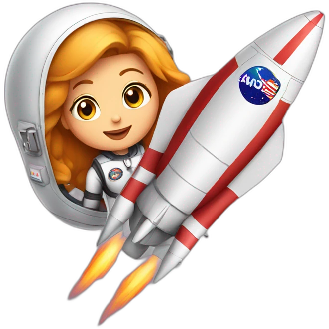pom pro girl inside a rocket emoji