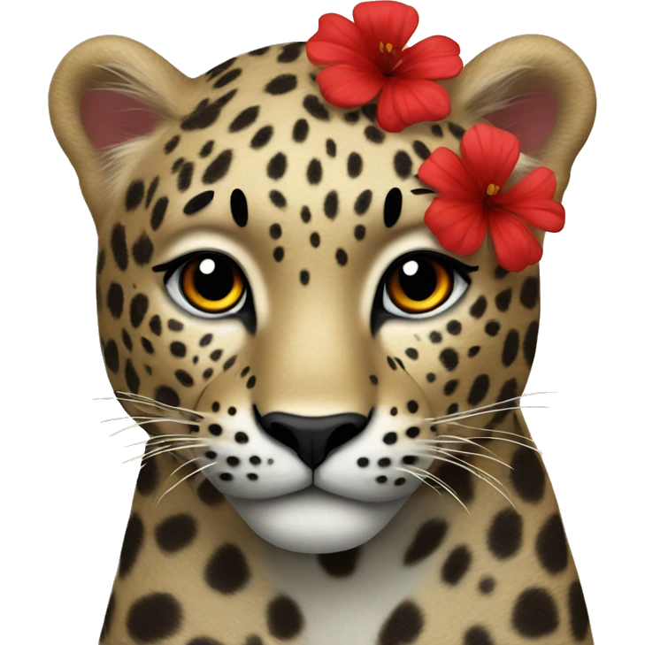 Leopard with red flowers emoji