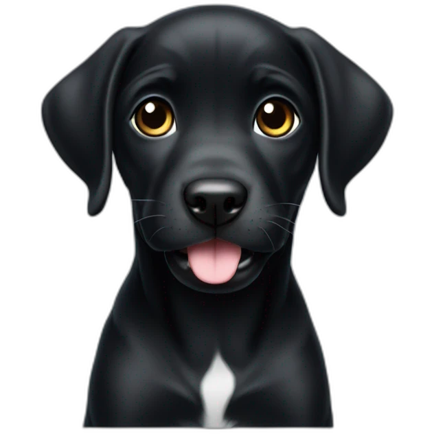 A very cute black labarador puppy with grey eyes emoji