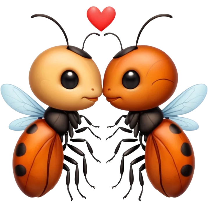 Two cute little bug, giving each other a kiss, and some words that say "Te amo mi bichín"  emoji
