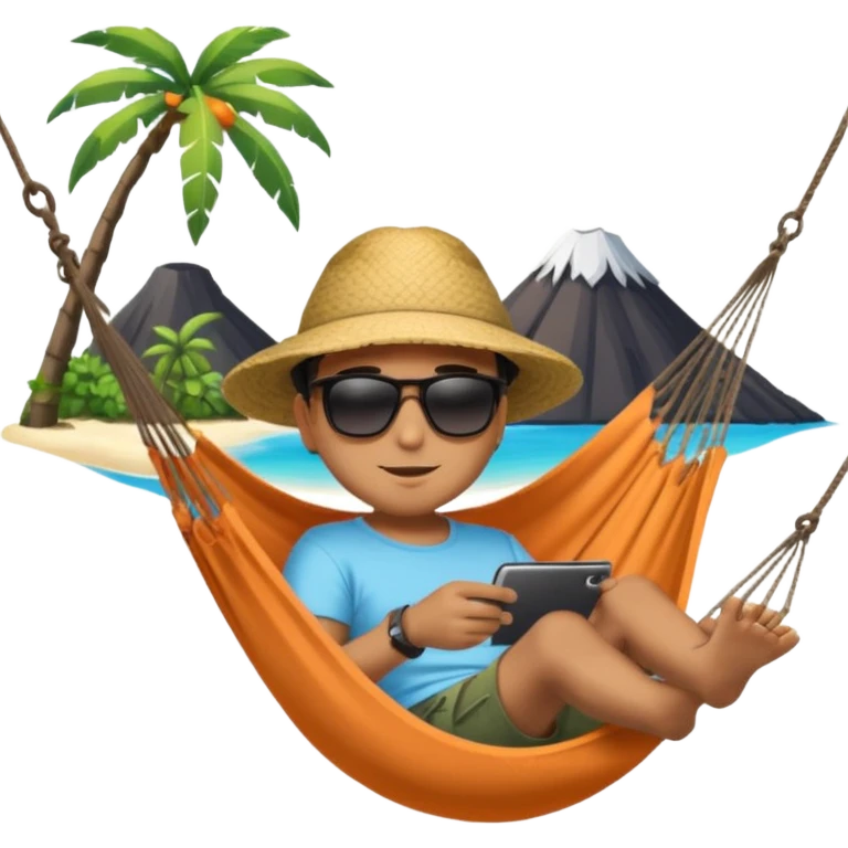 palm tree with hammock in Volcano Island emoji