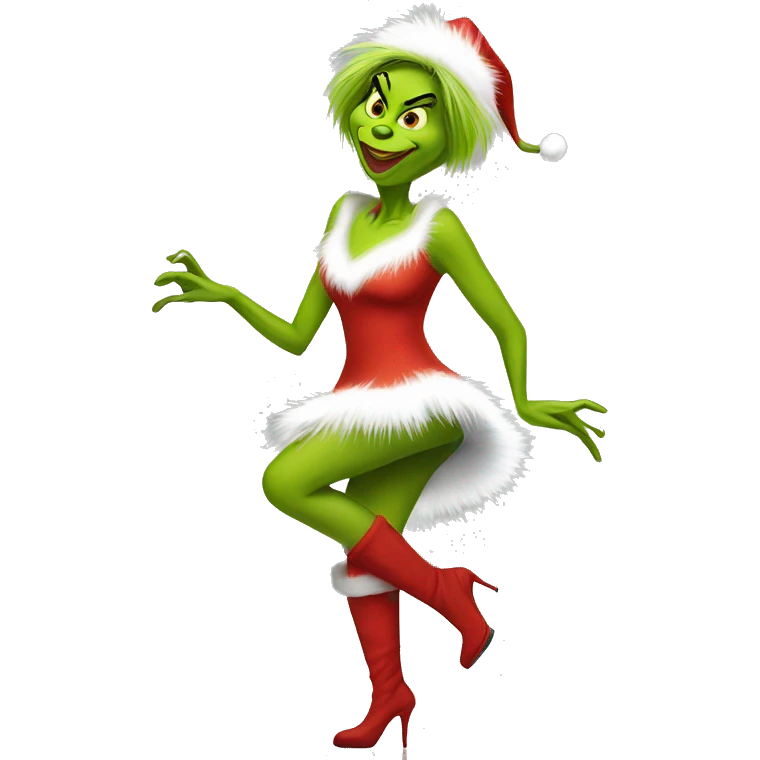 Female grinch dancing in heels emoji