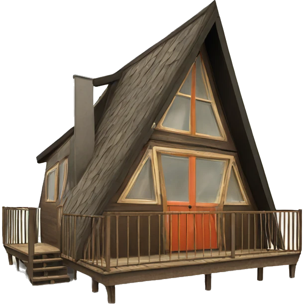 Vintage a-frame cabin with front deck emoji