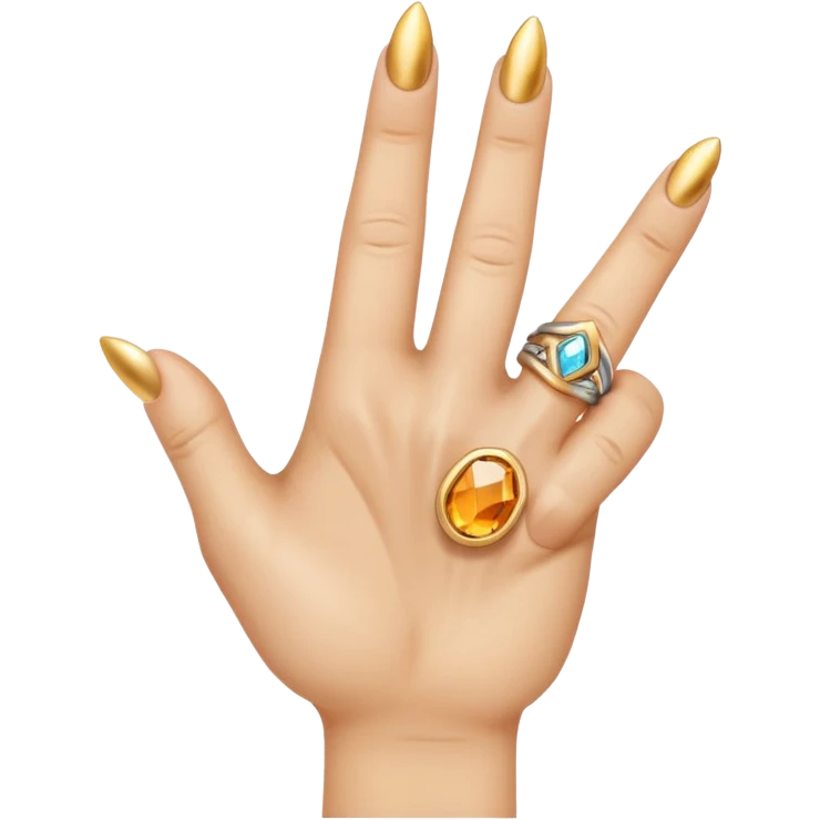 Middle finger with rings on it emoji