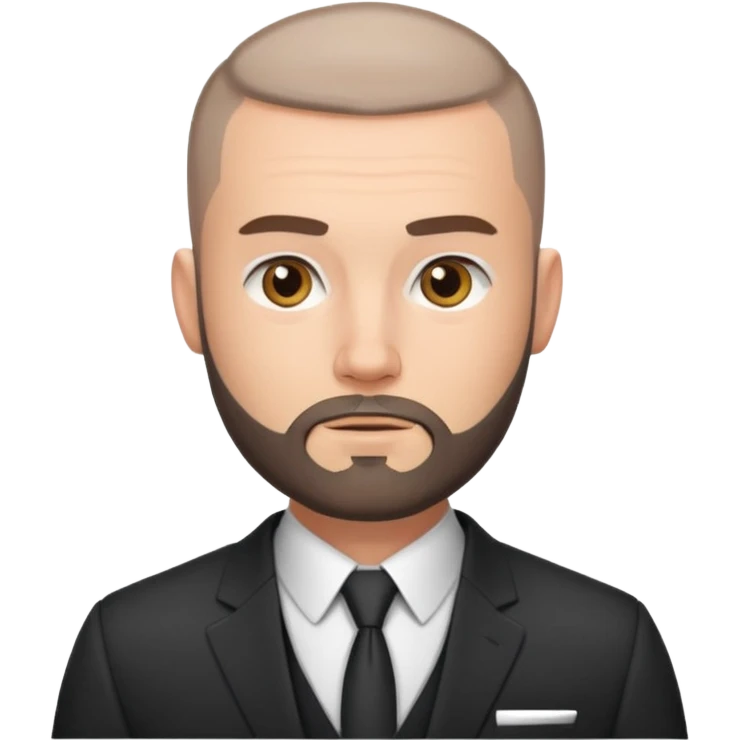Fit adult man, white, with buzzcut, with nice beard, wearing suit emoji
