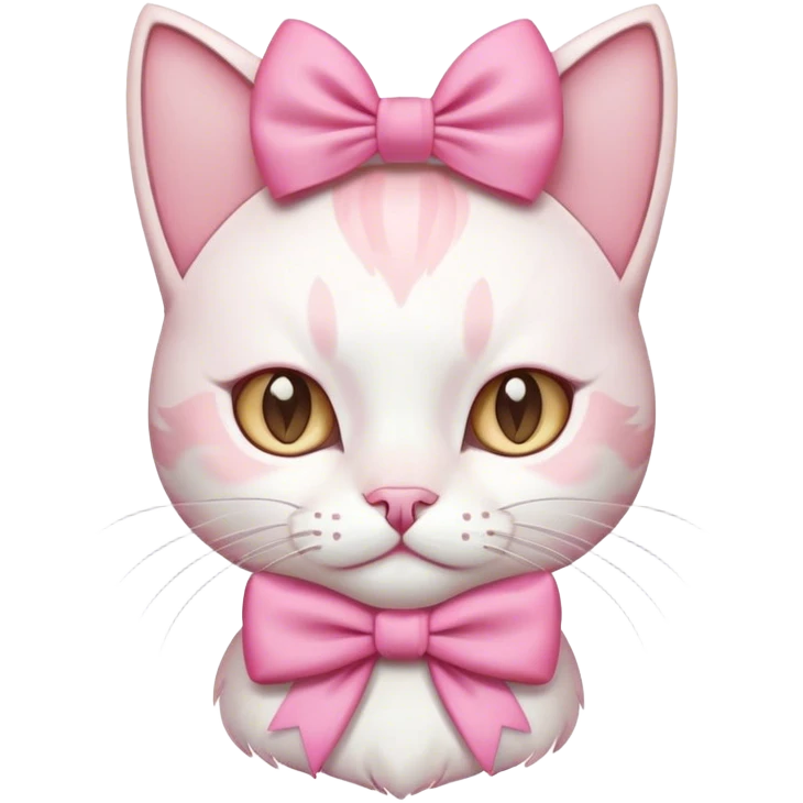 pink white cat with a pink bow emoji